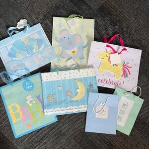 Brand New Fancy Baby Gift Bags 5 Large 2 Small